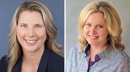 Two headshots of two different middle-aged women.