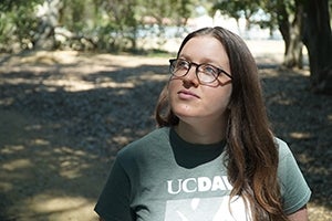 Young woman looking up into the distance