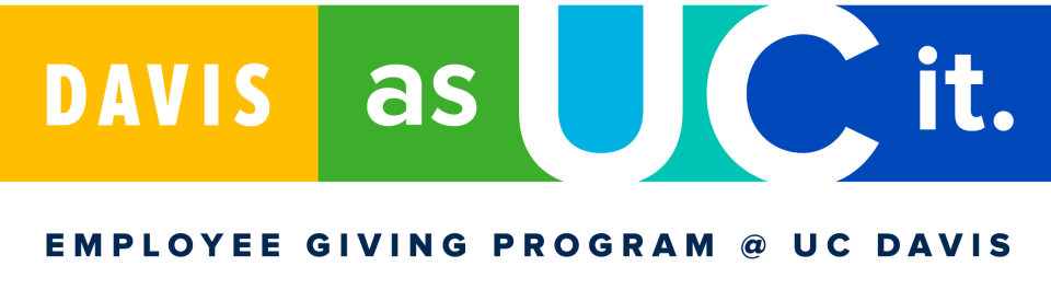 Logo: "Davis as UC it. Employee Giving Program @ UC Davis"