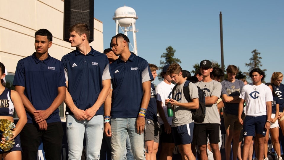 Some of the student-athletes who attended the ceremony. (Gregory Urquiaga/UC Davis)